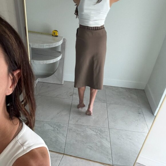 Gracia Midi Length Ponte Fabric Pencil Skirt Pockets Career 90s Y2K - Picture 3 of 7